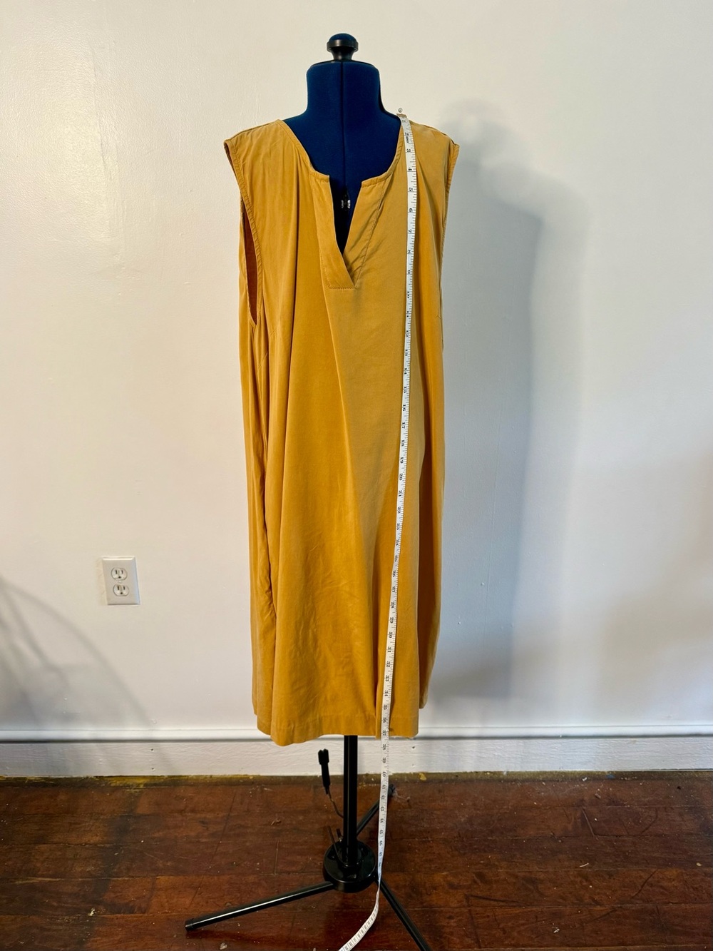 Nicole Miller Sleeveless Mustard-Gold Shift Dress